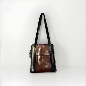 WILLOW BROOK Purse Alligator AND BLACK LEATHER Pen&phone Holder‎ W/ Zip Pouch